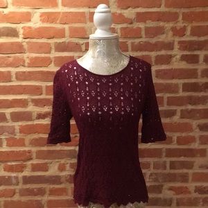 The Loft 3/4 sleeve knit crochet pattern top.